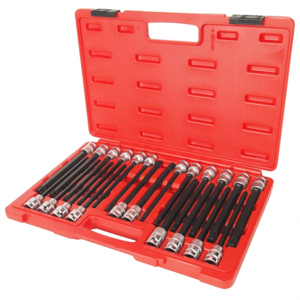 JTC-5329 Набор бит 1/2 6-ти гранных HEX H5-H12,TORX T40-T70, SPLINE M8-M10,RM8-RM14 22 пр