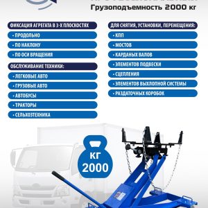 ES-0720 Домкрат трансмиссионный, 2 т