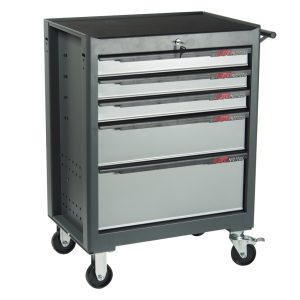JTC-S1065 ТЕЛЕЖКА ИНСТРУМЕНТАЛЬНАЯ 5 СЕКЦИЙ СЕРАЯ НА КОЛЕСАХ